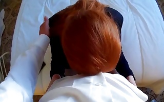 Nasty red-haired infantile gains messed up in her beaver greek position
